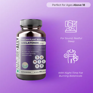 Melatonin 10 mg : Advanced Vegan Plant - Based Sleep Aid with Night Time Fat Burn